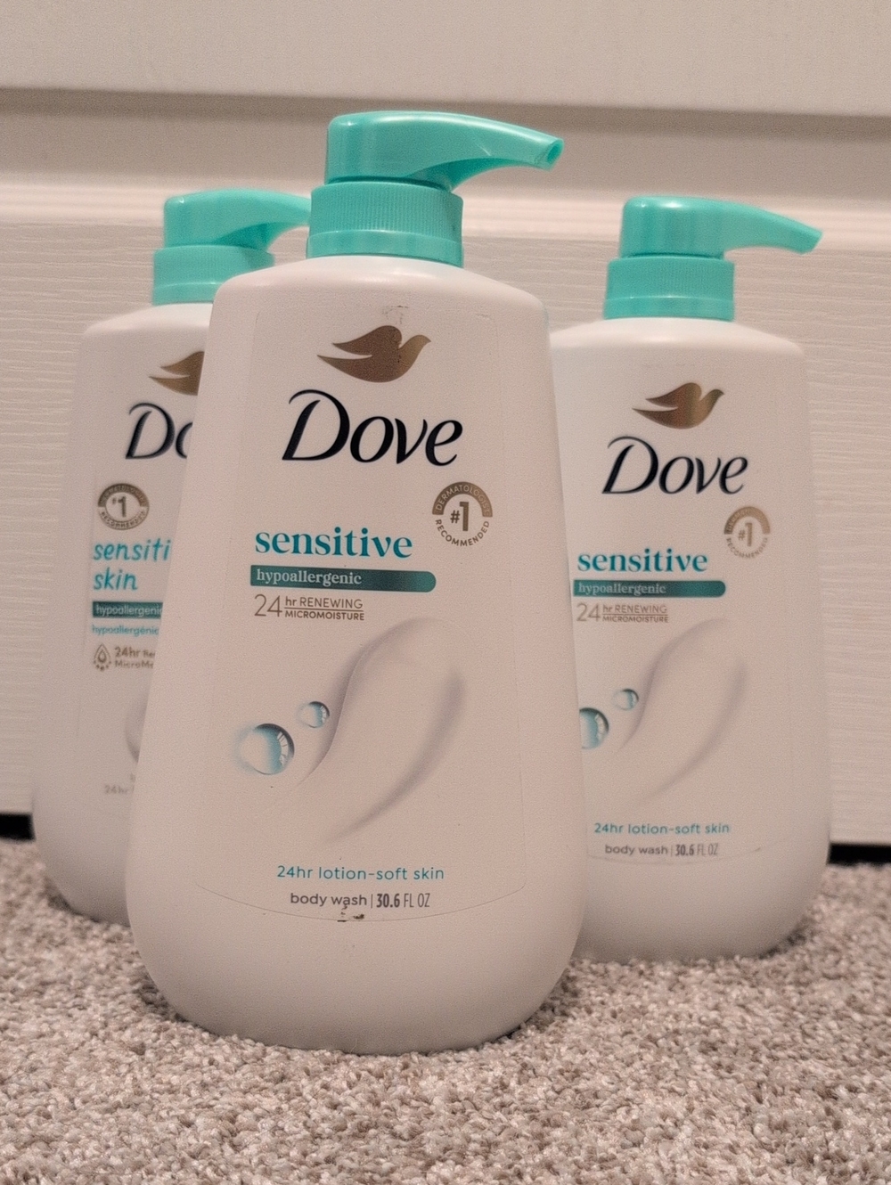Dove Sensitive Hypoallergenic Body Wash - 3 Bottles